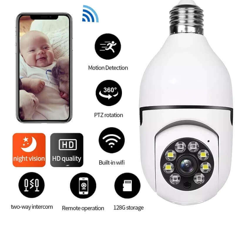 PTZ Bulb Camera 1080P Auto Rotating WiFi CCTV in Kenya Peekaboo Nanny